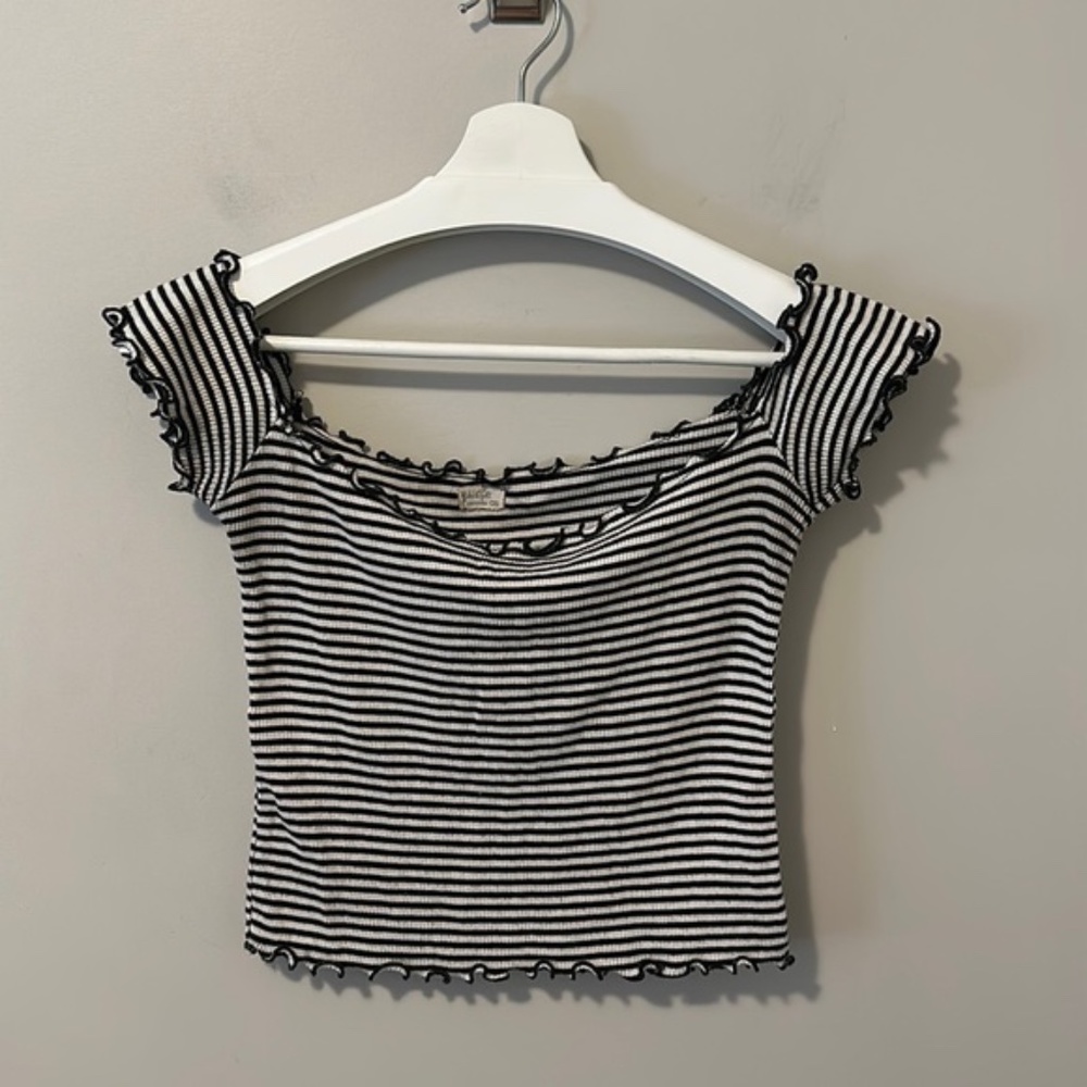 Brandy Melville John Galt Black and White Striped Crop Top
